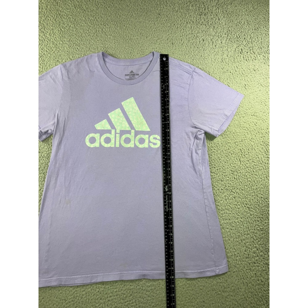 Adidas Amplifier Tee Shirt Womens XL Purple Floral Logo Athletic Sporty Gym Tee - Picture 12 of 12